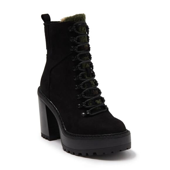 New Madden Girl Kikki Faux Suede Platform Boot In Black Women's Size 8 - Picture 1 of 8